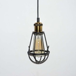Lámpara LOFT, lámpara colgante vintage, lámpara Edison, lámpara de jaula de metal de hierro negro, lámpara de estilo almacén, accesorio de iluminación