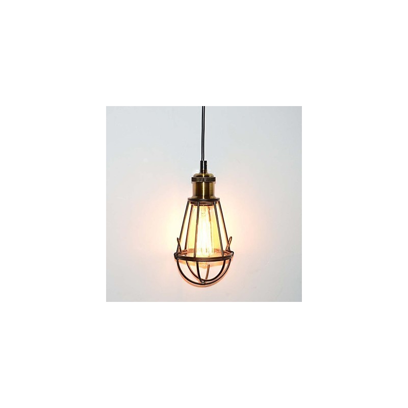Lámpara LOFT, lámpara colgante vintage, lámpara Edison, lámpara de jaula de metal de hierro negro, lámpara de estilo almacén, accesorio de iluminación