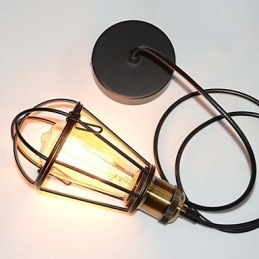 Lámpara LOFT, lámpara colgante vintage, lámpara Edison, lámpara de jaula de metal de hierro negro, lámpara de estilo almacén, accesorio de iluminación