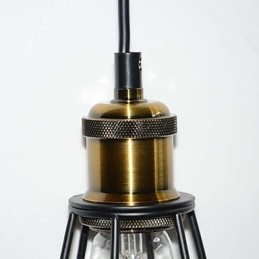 Lámpara LOFT, lámpara colgante vintage, lámpara Edison, lámpara de jaula de metal de hierro negro, lámpara de estilo almacén, accesorio de iluminación