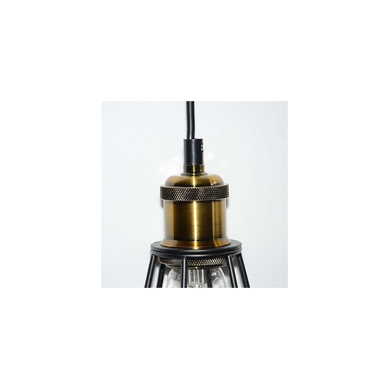 Lámpara LOFT, lámpara colgante vintage, lámpara Edison, lámpara de jaula de metal de hierro negro, lámpara de estilo almacén, accesorio de iluminación