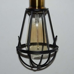 Lámpara LOFT, lámpara colgante vintage, lámpara Edison, lámpara de jaula de metal de hierro negro, lámpara de estilo almacén, accesorio de iluminación