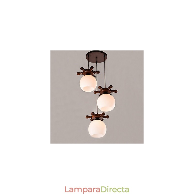 Lámpara colgante de comedor de cristal con timón de barco mediterráneo europeo, sencilla y moderna, de madera maciza