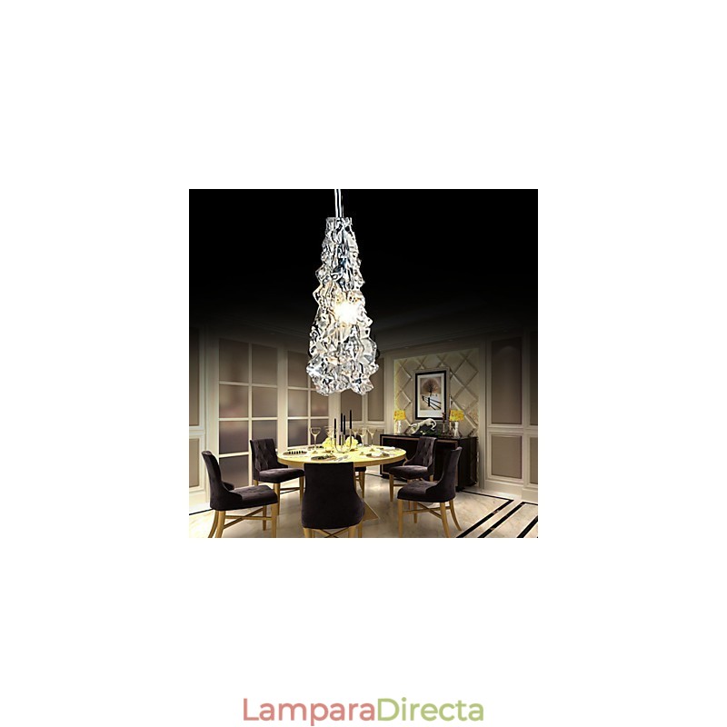 Lámpara de araña clásica tradicional de cristal transparente de 1 luz