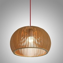 Lámpara colgante circular de estilo de diseño en forma de L, 1 luz de madera
