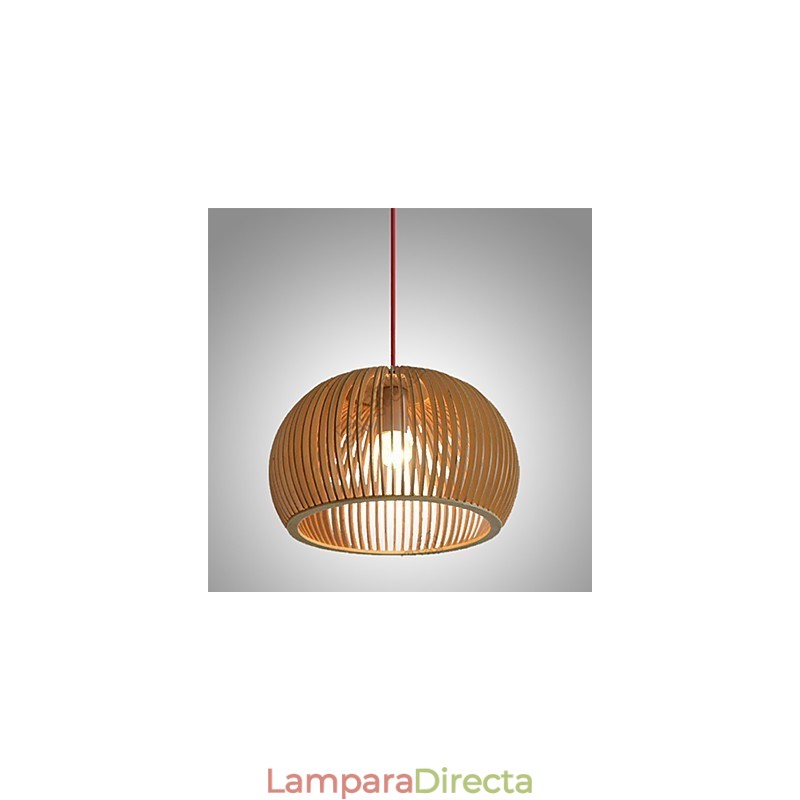 Lámpara colgante circular de estilo de diseño en forma de L, 1 luz de madera