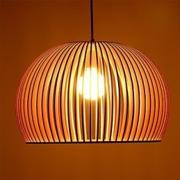 Lámpara colgante circular de estilo de diseño en forma de L, 1 luz de madera