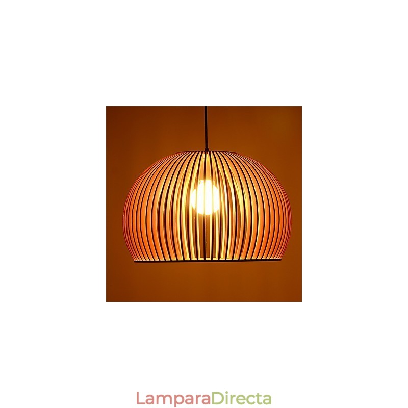 Lámpara colgante circular de estilo de diseño en forma de L, 1 luz de madera