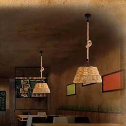 Lámpara de araña de cuerda de cáñamo nórdica creativa de estilo industrial loft