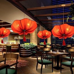 Lámpara de loto con imitación romántica de tela clásica del sudeste asiático