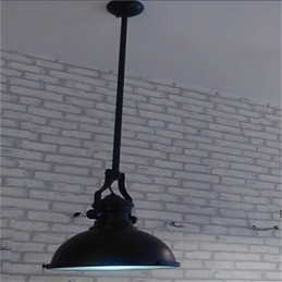 Lámpara de araña de hierro estilo country americano, lámpara de araña industrial de un solo cabezal, color negro