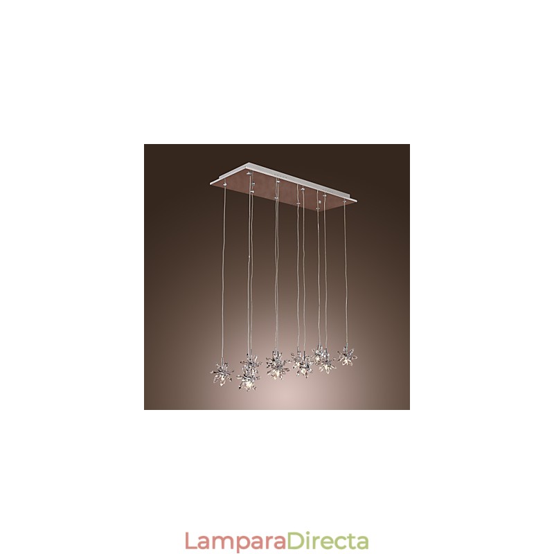 Lámpara colgante moderna contemporánea de metal cromado y cristal