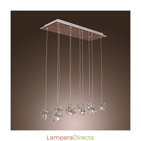 Lámpara colgante moderna contemporánea de metal cromado y cristal Lámpara colgante moderna contemporánea de metal cromado y cristal