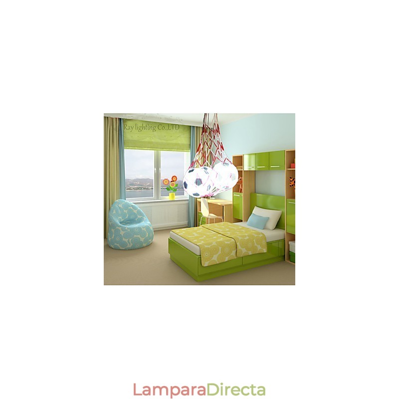 Lámpara colgante minimalista moderna de fútbol para niños, 3 luces