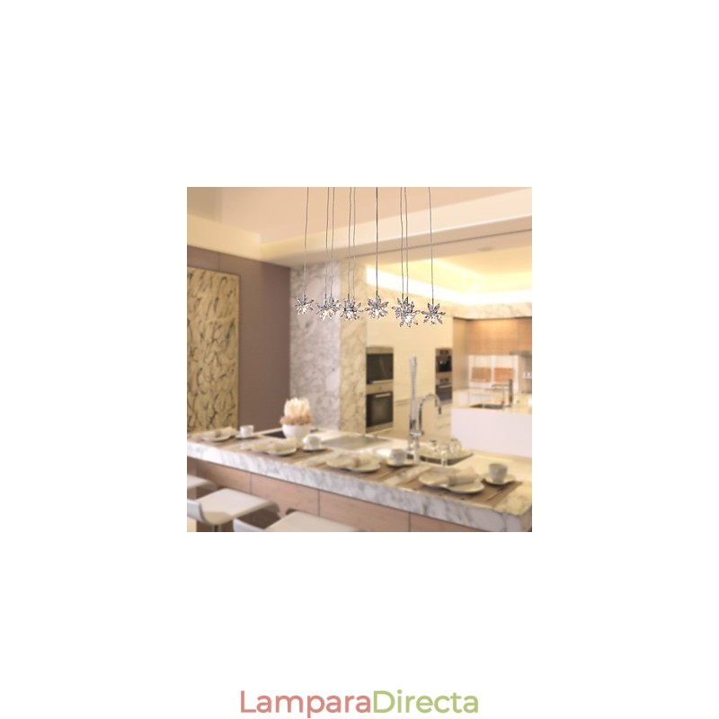 Lámpara colgante moderna contemporánea de metal cromado y cristal
