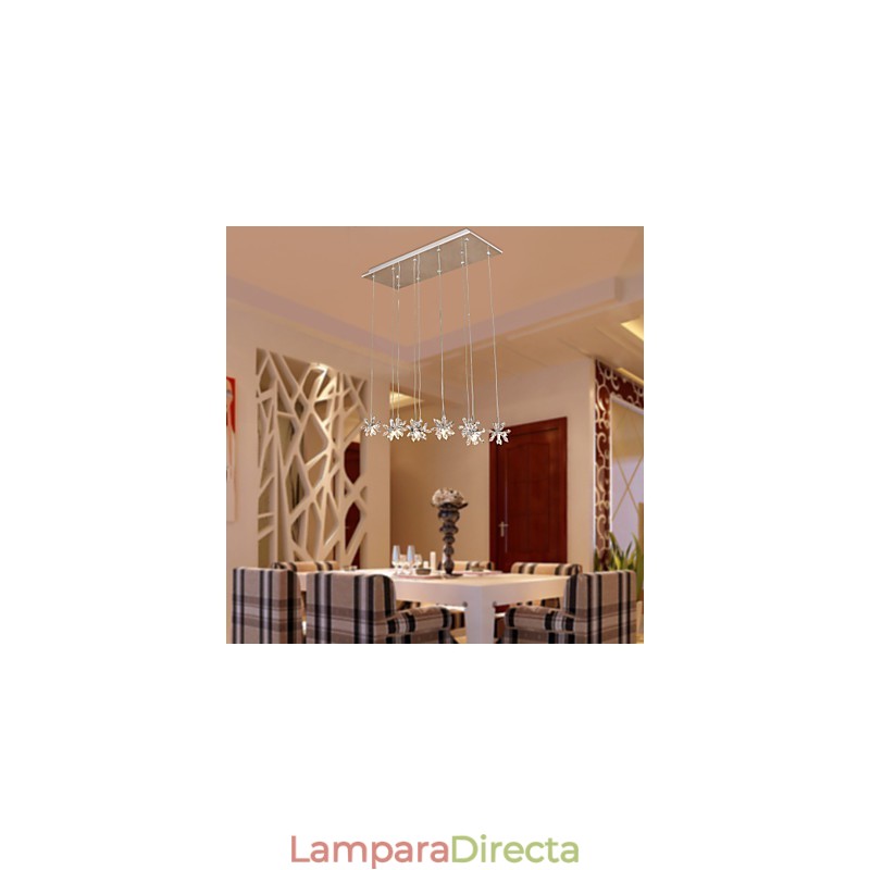 Lámpara colgante moderna contemporánea de metal cromado y cristal