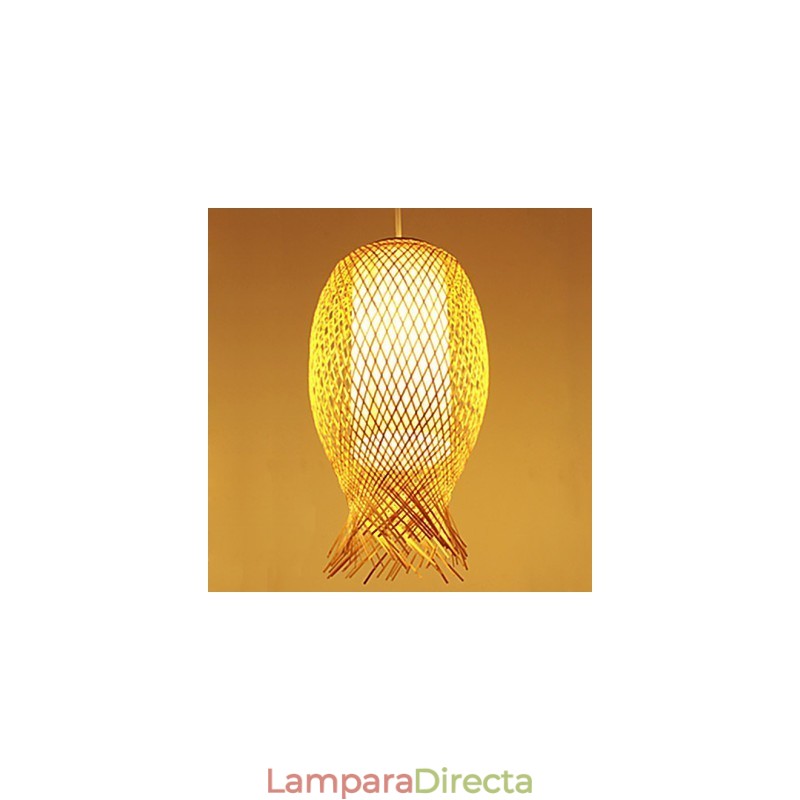 Lámpara colgante de bambú tejida a mano con decoración de bambú para casa de té moderna