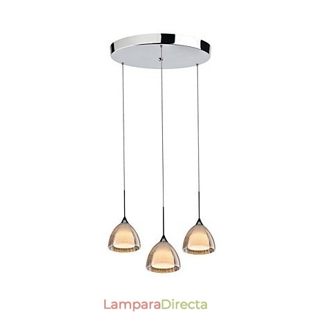 Lámpara colgante de isla de 3 luces de dos capas con vidrio agrietado y cromo pulido Lámpara colgante de isla de 3 luces de dos capas con vidrio agrietado y cromo pulido