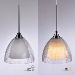 Lámpara colgante de isla de 3 luces de dos capas con vidrio agrietado y cromo pulido