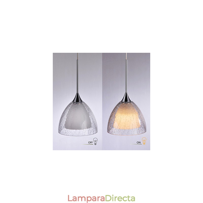 Lámpara colgante de isla de 3 luces de dos capas con vidrio agrietado y cromo pulido