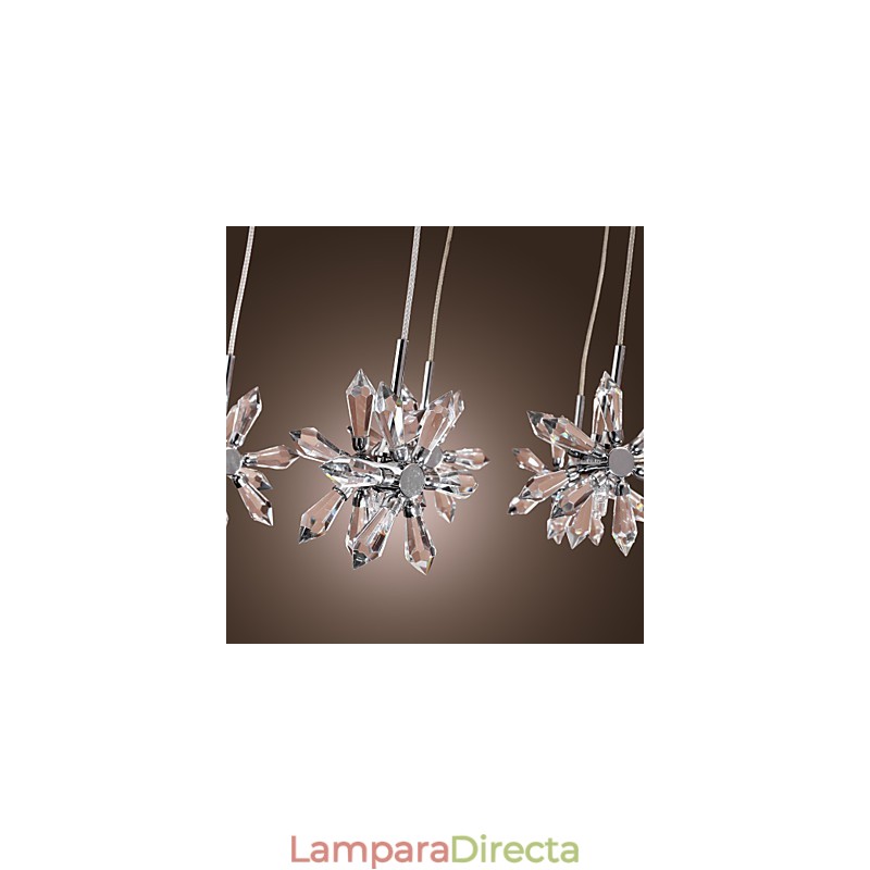 Lámpara colgante moderna contemporánea de metal cromado y cristal