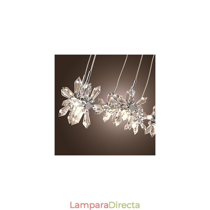 Lámpara colgante moderna contemporánea de metal cromado y cristal