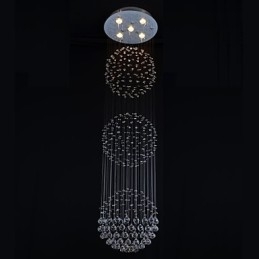 Lámpara de techo moderna contemporánea de metal cromado y cristal