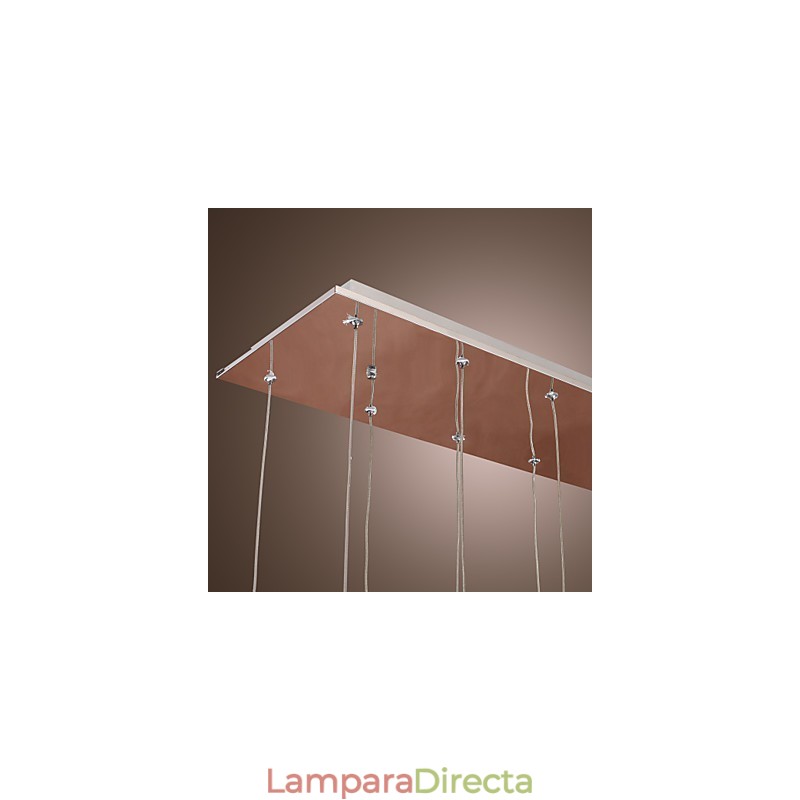 Lámpara colgante moderna contemporánea de metal cromado y cristal