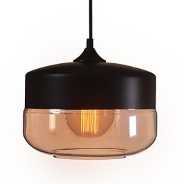Lámpara colgante de techo de cristal pintado vintage WestMenLights, moderna, color negro, 250 mm de diámetro