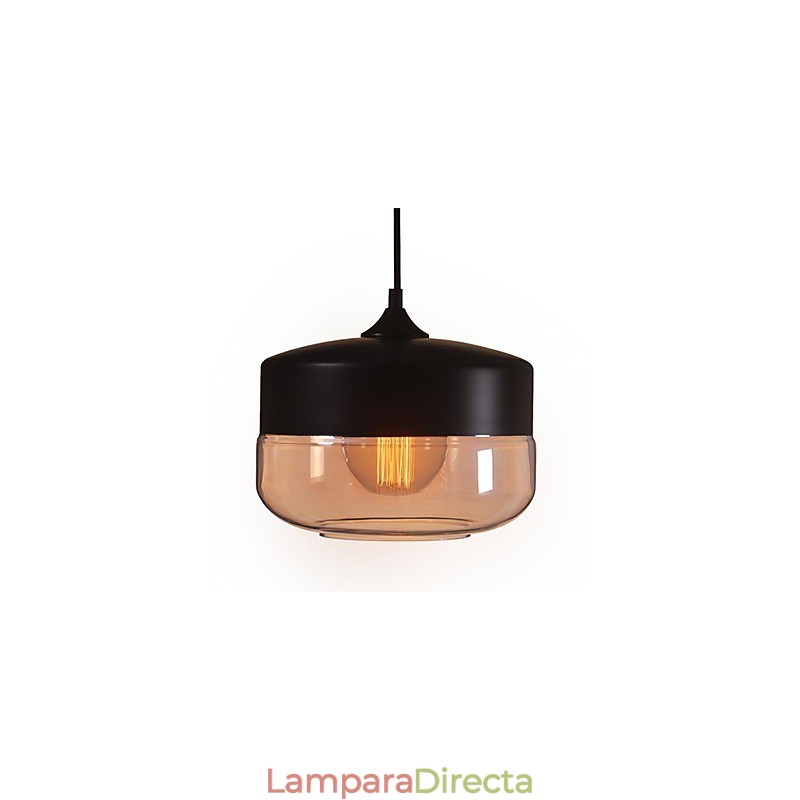 Lámpara colgante de techo de cristal pintado vintage WestMenLights, moderna, color negro, 250 mm de diámetro