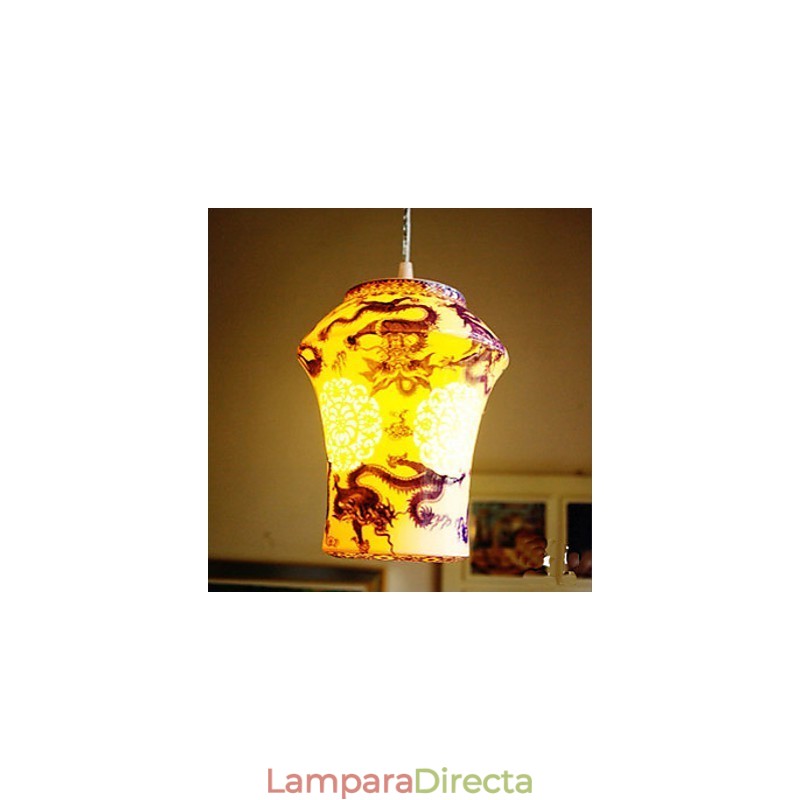 Lámpara de cerámica retro Lámpara de escalera azul Lámpara de araña de un solo cabezal Creativa