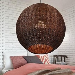 Lámpara colgante de metal con forma de globo campestre, moderna y contemporánea
