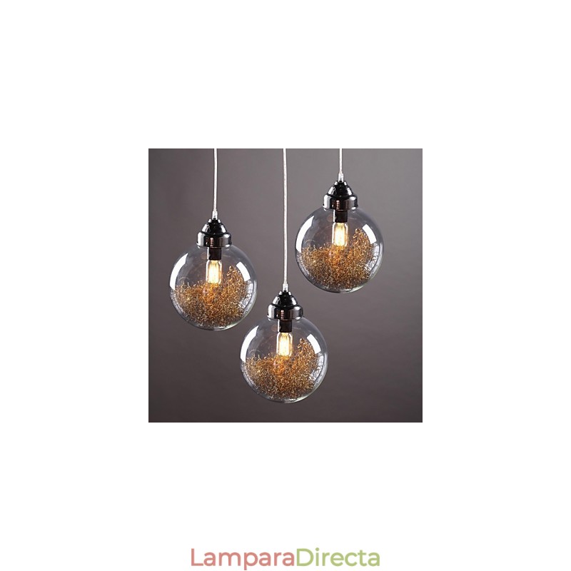 Lámpara colgante de comedor moderna, contemporánea, tradicional, clásica, vintage, estilo campestre, de níquel y vidrio.