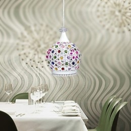 Lámpara colgante de estilo moderno de cristal con acabado envejecido.