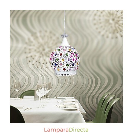 Lámpara colgante de estilo moderno de cristal con acabado envejecido. Lámpara colgante de estilo moderno de cristal con acabado envejecido.