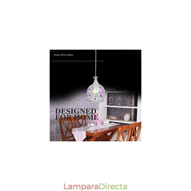 Lámpara colgante de estilo moderno de cristal con acabado envejecido.
