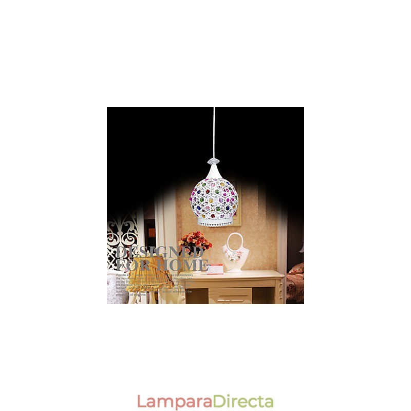 Lámpara colgante de estilo moderno de cristal con acabado envejecido.