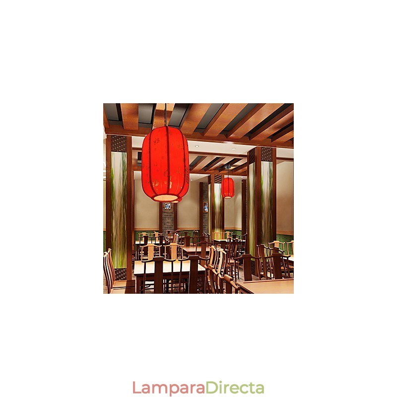 Lámpara colgante para porche con farolillos rojos de piel de oveja Archaize