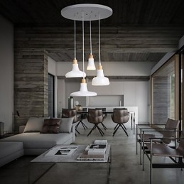 Lámpara colgante creativa de 4 luces con pantalla de hierro