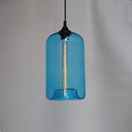 Lámpara colgante con diseño de botella, 1 luz y pantalla transparente