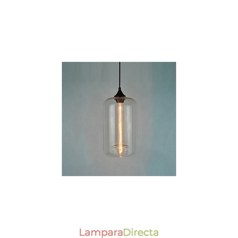 Lámpara colgante con diseño de botella, 1 luz y pantalla transparente