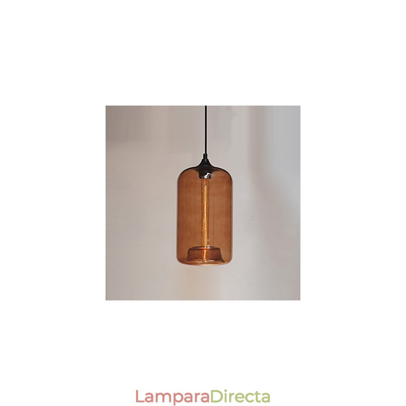 Lámpara colgante con diseño de botella, 1 luz y pantalla transparente