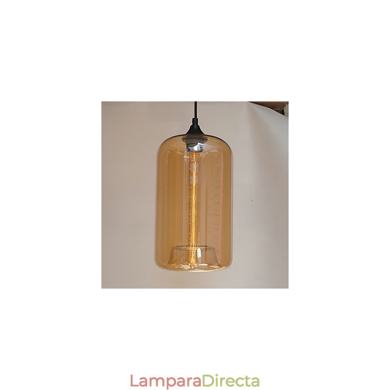 Lámpara colgante con diseño de botella, 1 luz y pantalla transparente