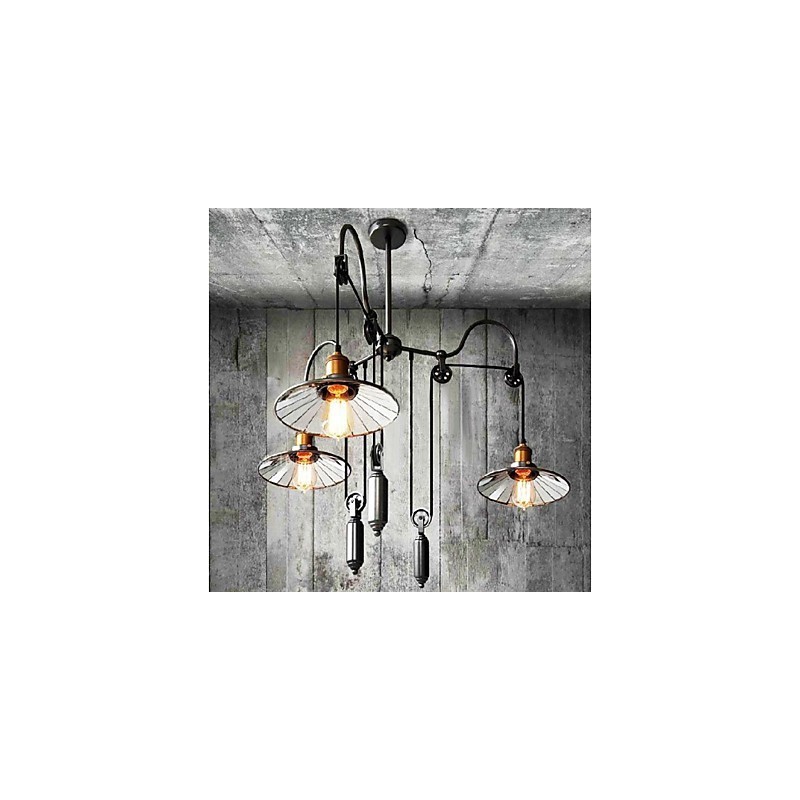 Lámpara de araña de metal con pintura estilo campestre vintage