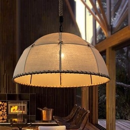 Lámpara colgante estilo loft industrial de 35 cm, estilo rústico americano, de lino, estilo creativo
