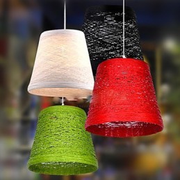 Lámpara colgante de ratán tejido con un solo cabezal, estilo rural moderno