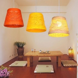 Lámpara colgante de ratán tejido con un solo cabezal, estilo rural moderno