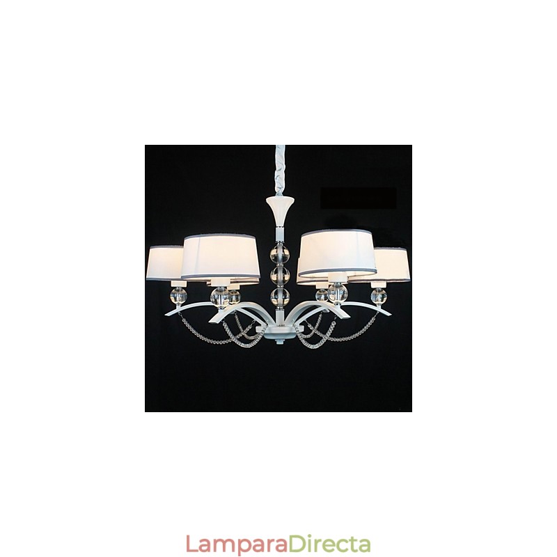 Lámpara de araña moderna contemporánea de tela cromada y cristal