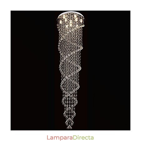 Lámparas de techo colgantes con cristal K9 de doble espiral, diámetro 70 cm, altura 300 cm. Lámparas de techo colgantes con cristal K9 de doble espiral, diámetro 70 cm, altura 300 cm.