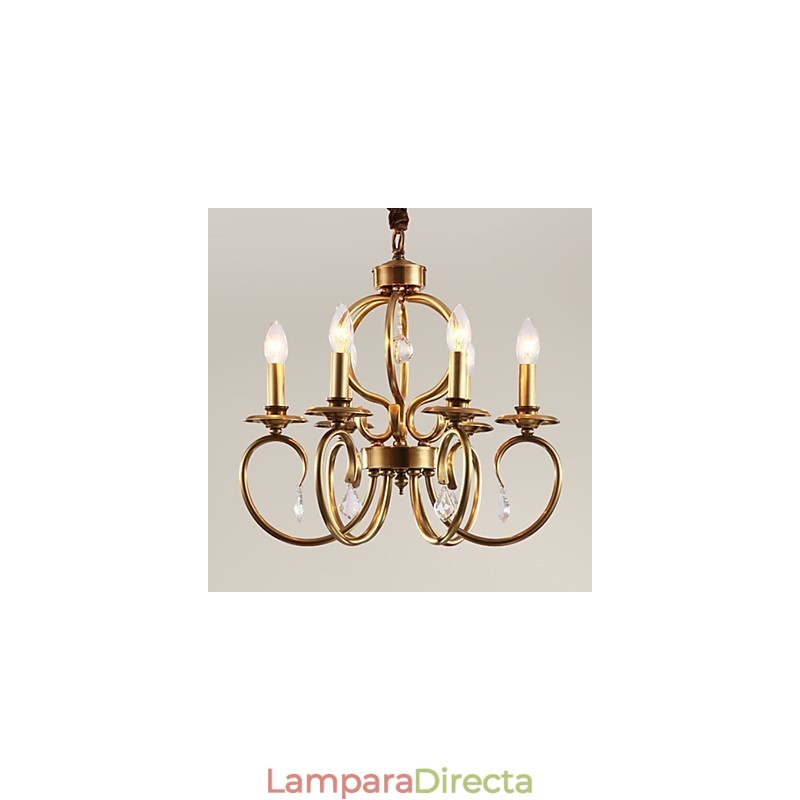 Lámpara colgante de araña estilo mini, tradicional, clásica, de metal.